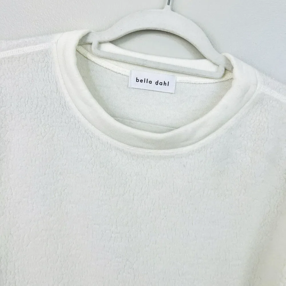 Bella Dahl Super Soft Cozy White Cropped Sweater Soft Sherpa Feel Size Large - Picture 2 of 6